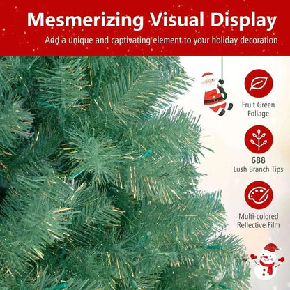 Pre-Lit Tinsel Christmas Tree - Artificial Xmas Tree for Home & Office Cartsfy Inc.