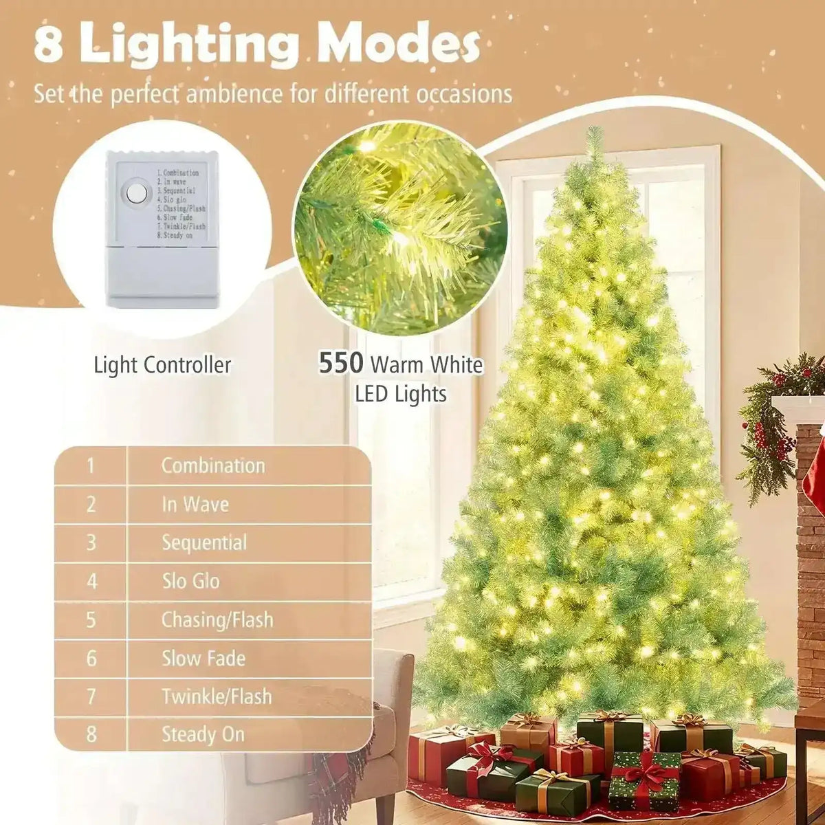 Pre-Lit Tinsel Christmas Tree - Artificial Xmas Tree for Home & Office Cartsfy Inc.