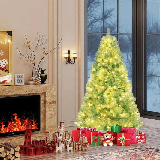 Pre-Lit Tinsel Christmas Tree Artificial Xmas Tree Home Office Party Seasonal Holiday Decoration Cartsfy Inc.