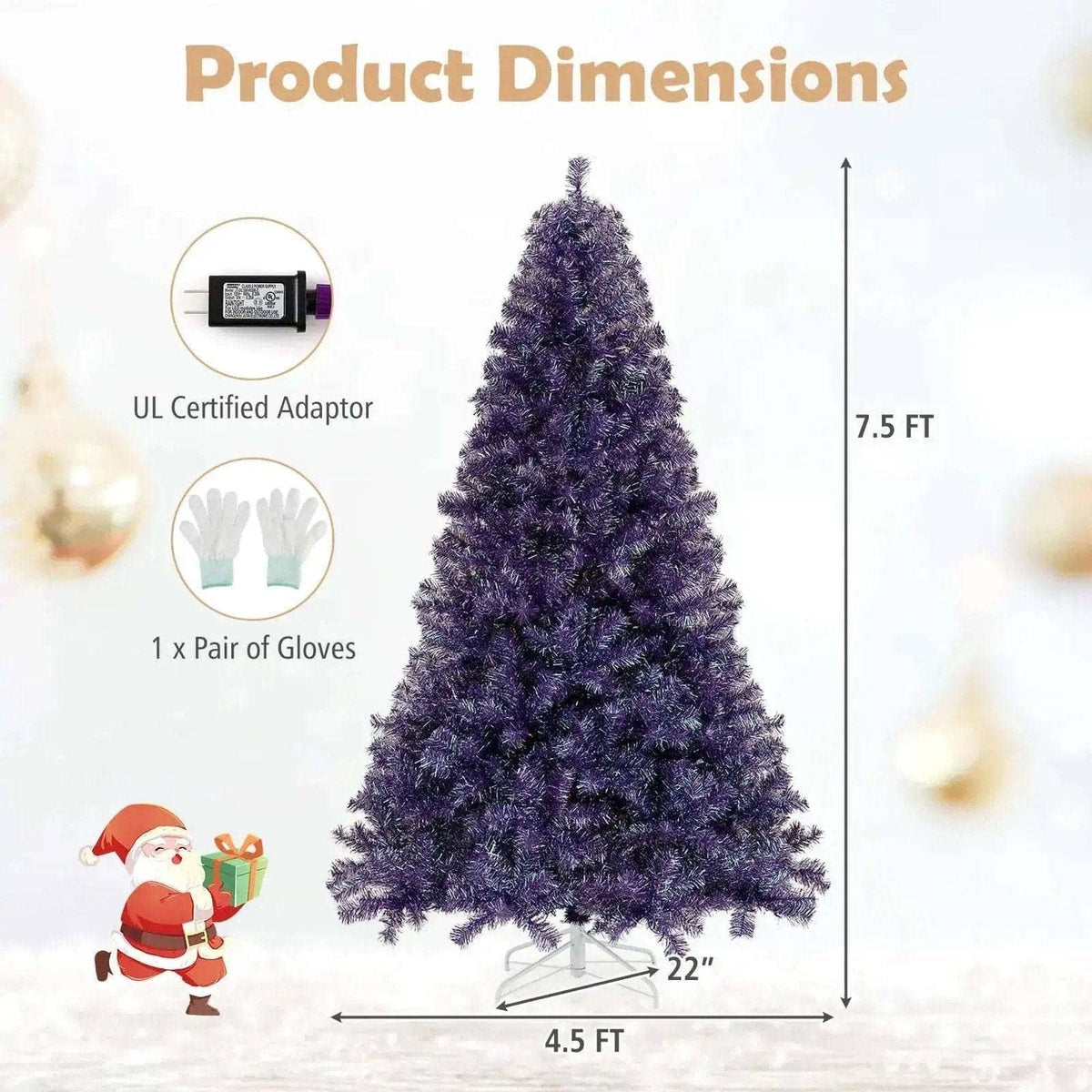 Pre-Lit Tinsel Christmas Tree Artificial Xmas Tree with Lush Branch Tips and Warm White LED Lights Cartsfy Inc.