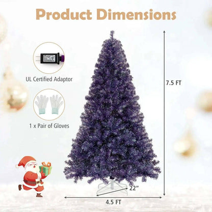 Pre-Lit Tinsel Christmas Tree Artificial Xmas Tree with Lush Branch Tips and Warm White LED Lights Cartsfy Inc.