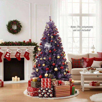 Pre-Lit Tinsel Christmas Tree Artificial Xmas Tree with Lush Branch Tips and Warm White LED Lights Cartsfy Inc.