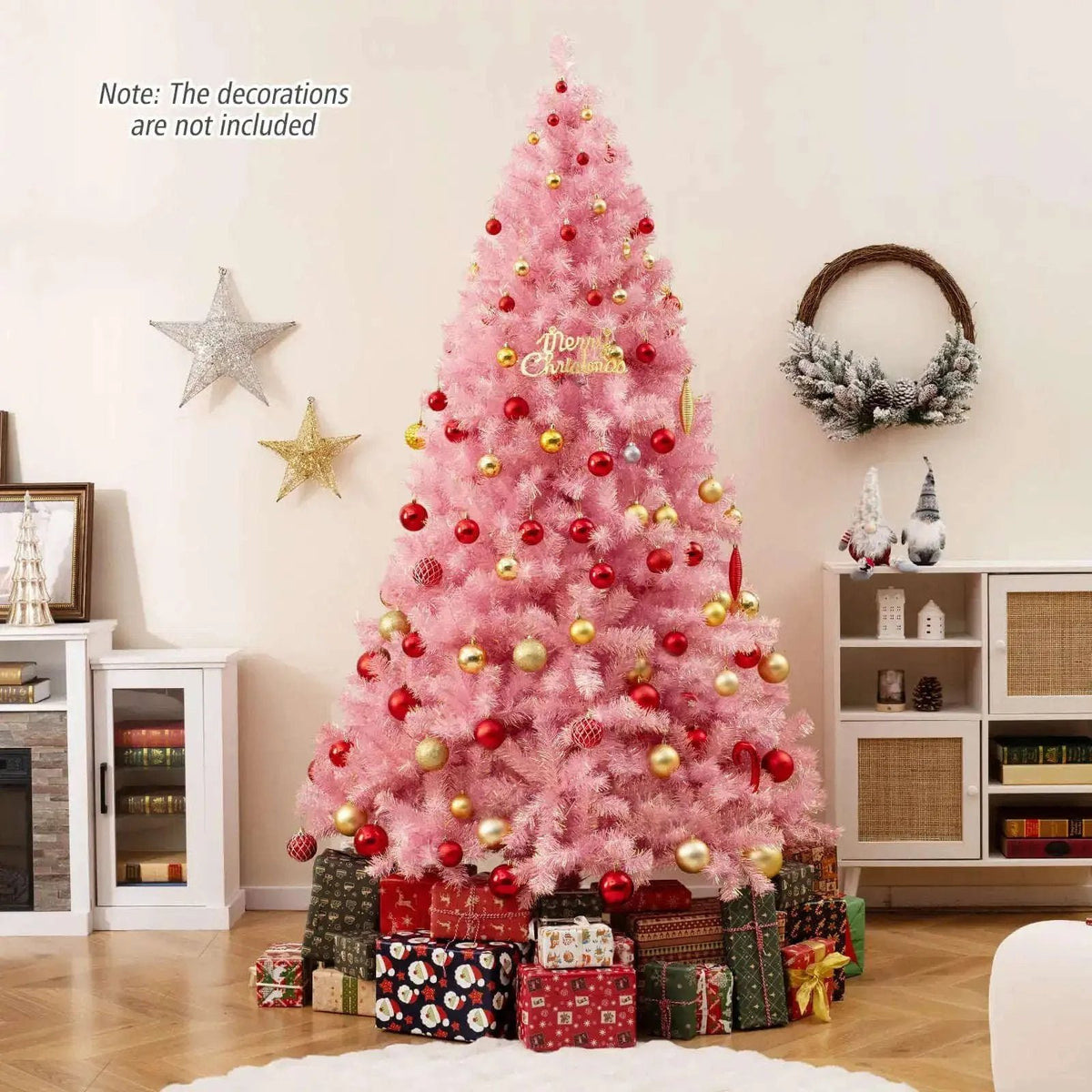 Pre-Lit Tinsel Christmas Tree Artificial Xmas Tree with Lush Branch Tips Holiday Decoration Cartsfy Inc.