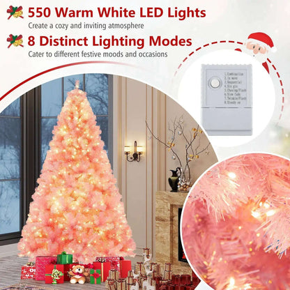 Pre-Lit Tinsel Christmas Tree Artificial Xmas Tree with Lush Branch Tips Holiday Decoration Cartsfy Inc.