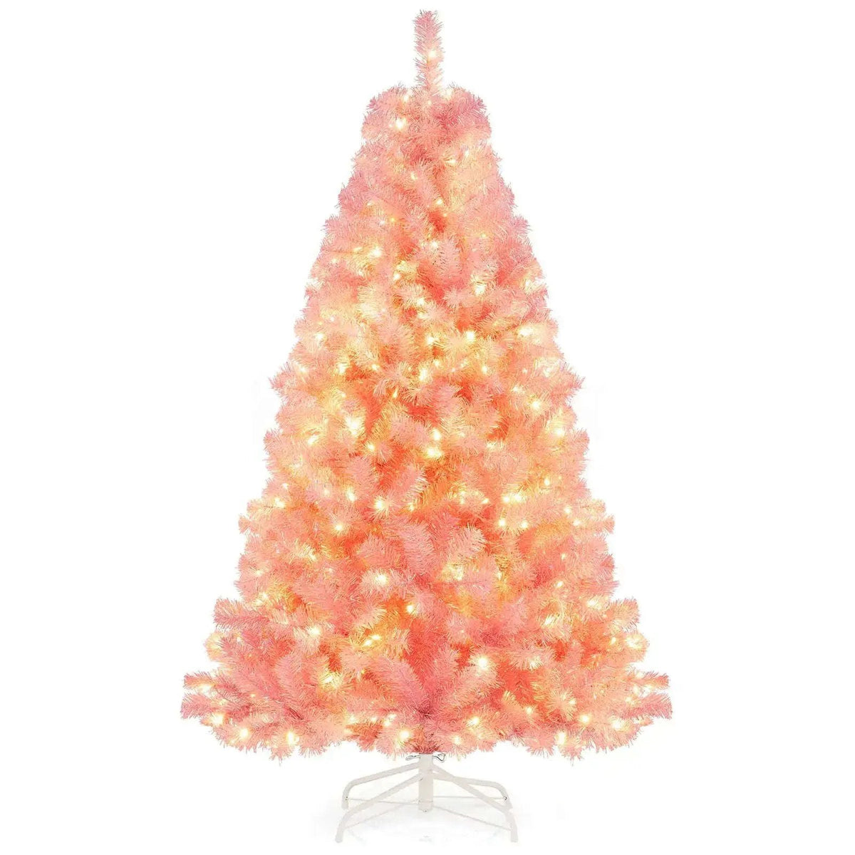 Pre-Lit Tinsel Christmas Tree Artificial Xmas Tree with Lush Branch Tips Holiday Decoration Cartsfy Inc.
