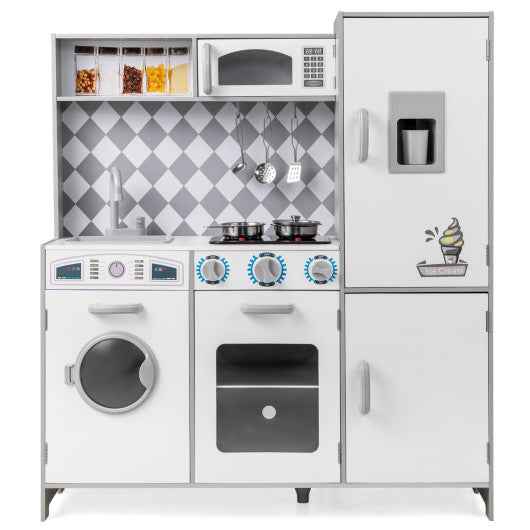Pretend Play Kitchen for Kids Aged 3+ with Real Sounds and Lights-White Cartsfy Inc.