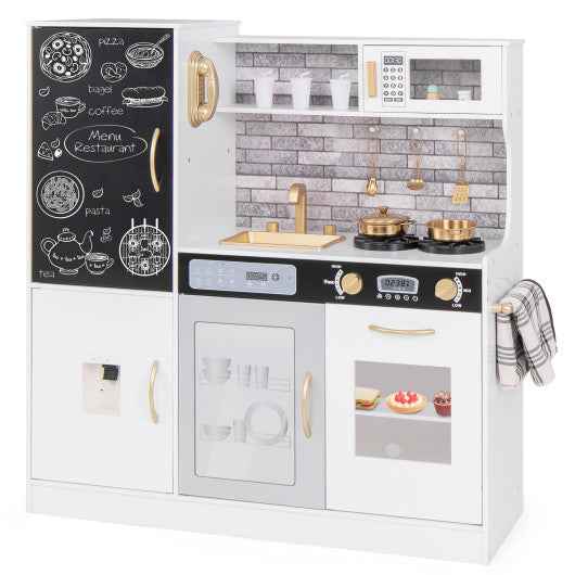 Pretend Play Kitchen with Utensils for Kids Aged 3+-White Cartsfy Inc.