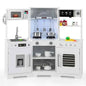 Pretend Play Kitchen Wooden Toy Set with Range Hood Real Sounds and Lights-White Cartsfy Inc.