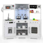 Pretend Play Kitchen Wooden Toy Set with Range Hood Real Sounds and Lights-White Cartsfy Inc.