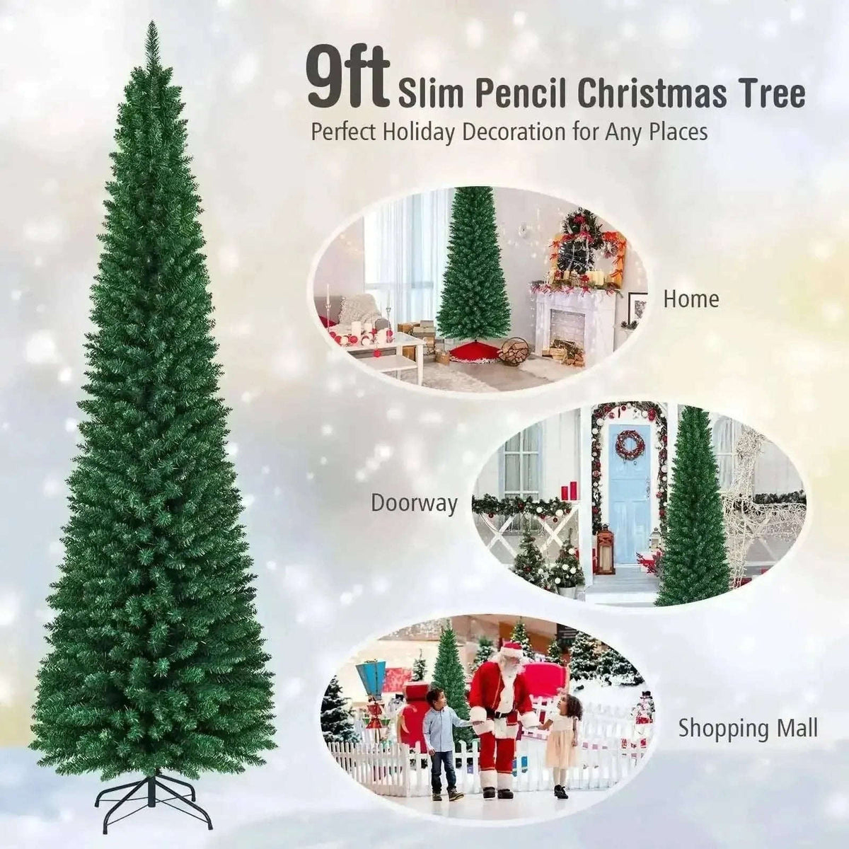 PVC Artificial Slim Pencil Christmas Tree - 9 Feet Cartsfy Inc.