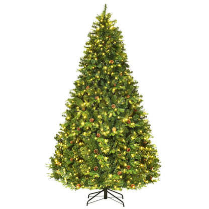 7.5 ft Artificial Christmas Tree with LED Lights and Pine Cones