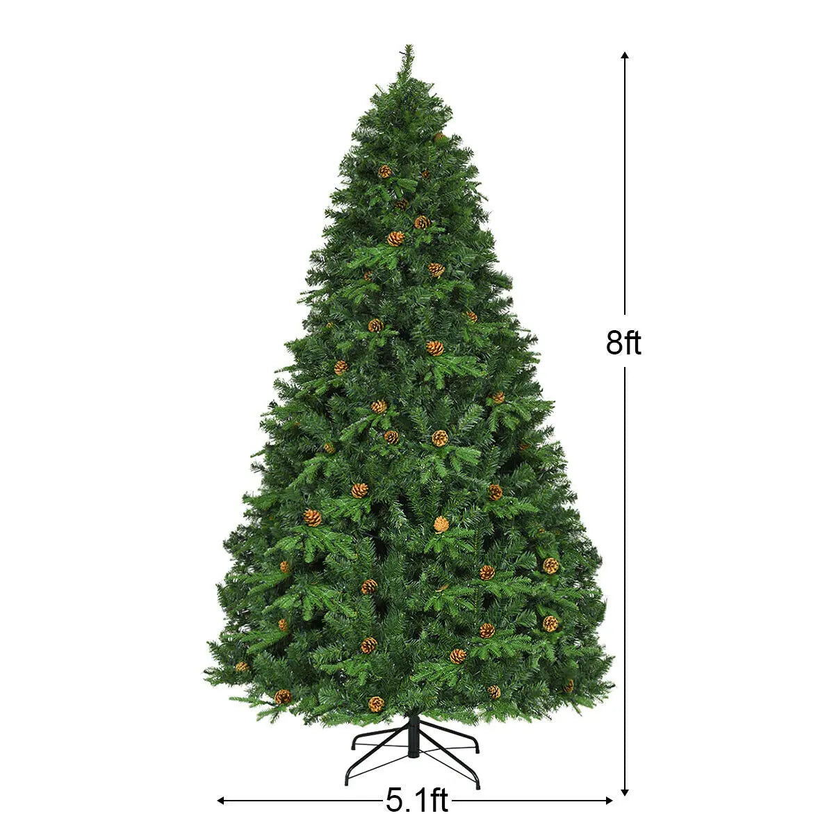 7.5 ft Artificial Christmas Tree with LED Lights and Pine Cones