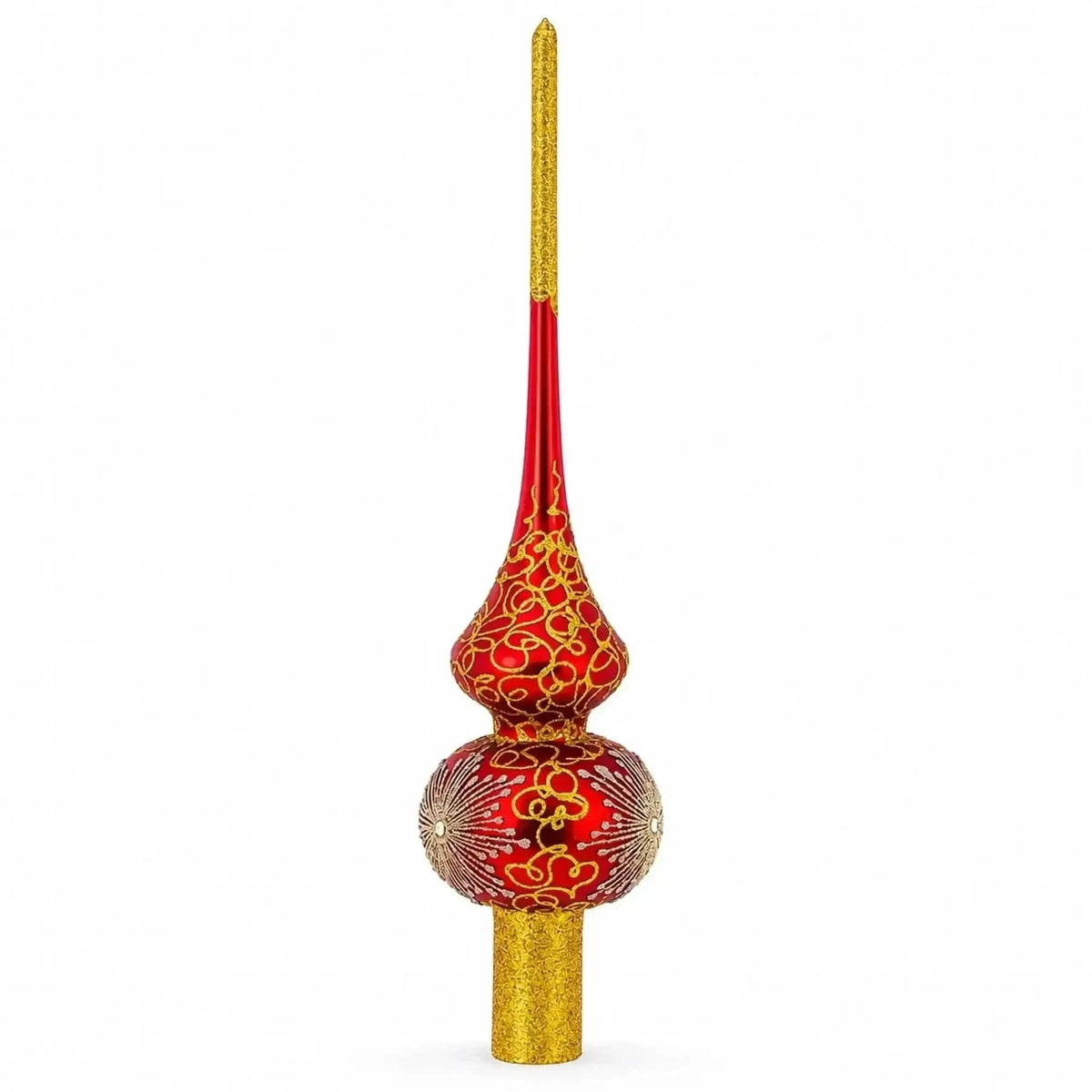 Radiant Jeweled Snowflake on Red Glass Christmas Tree Topper 11 Inches Cartsfy Inc.