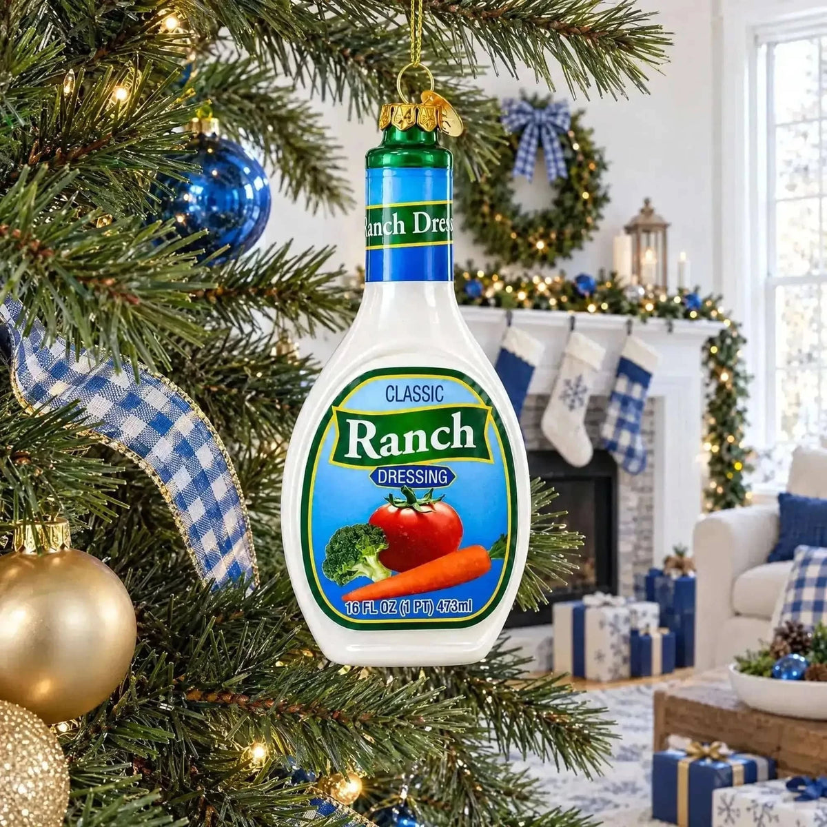 Ranch Dressing Bottle Glass Christmas Ornament Cartsfy Inc.