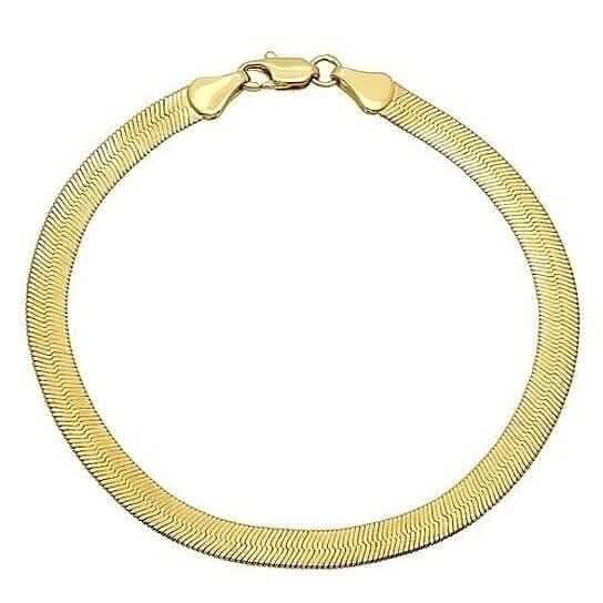 Real Gold Filled High Polish Finsh Magic/snake Chain Bracelet Flat Herringbone Cartsfy Inc.