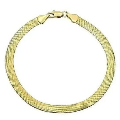 Real Gold Filled High Polish Finsh Magic/snake Chain Bracelet Flat Herringbone DailySale Default Title Default Title-