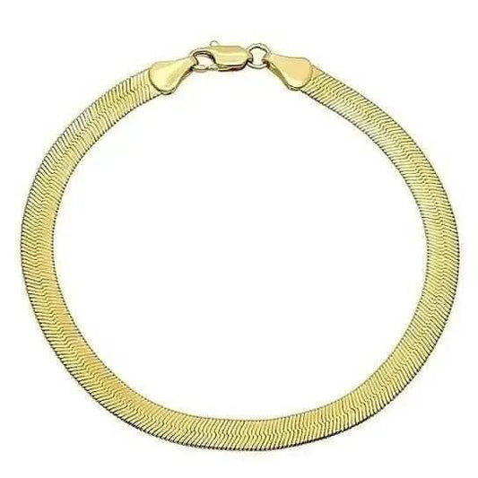 Real Gold Filled High Polish Finsh Magic/snake Chain Bracelet Flat Herringbone DailySale Default Title Default Title-