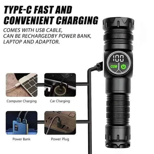 Rechargeable LED Flashlight with 5 Modes & Magnetic Base – Gift Box Cartsfy Inc.