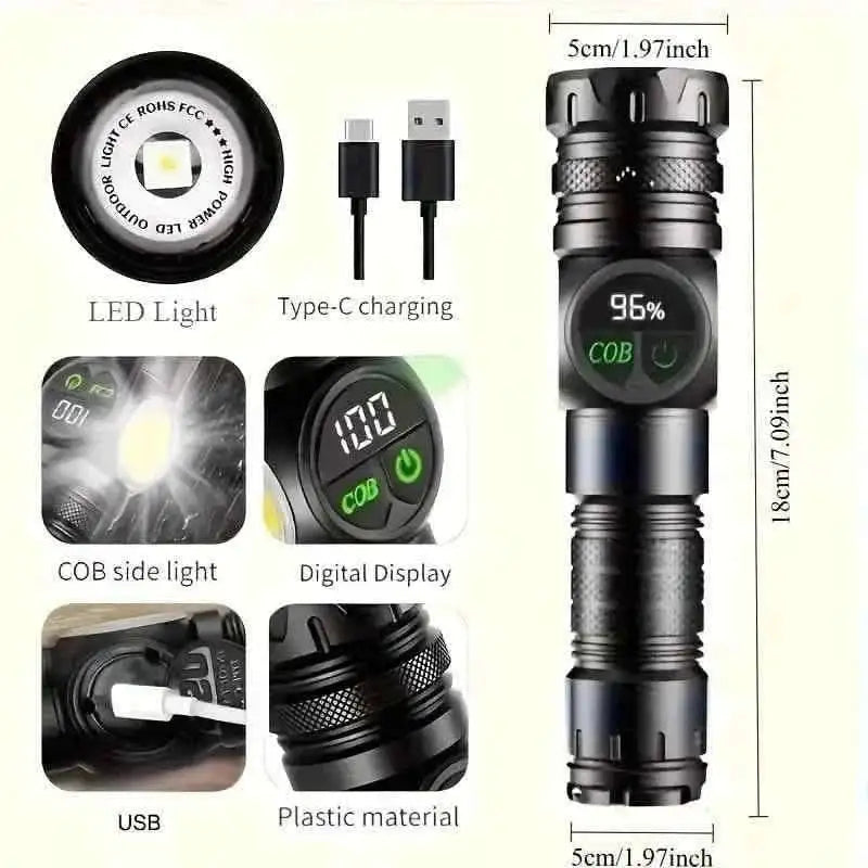 Rechargeable LED Flashlight with 5 Modes & Magnetic Base – Gift Box Cartsfy Inc.