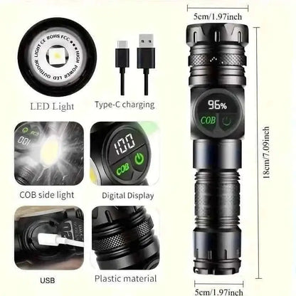 Rechargeable LED Flashlight with 5 Modes & Magnetic Base – Gift Box Cartsfy Inc.