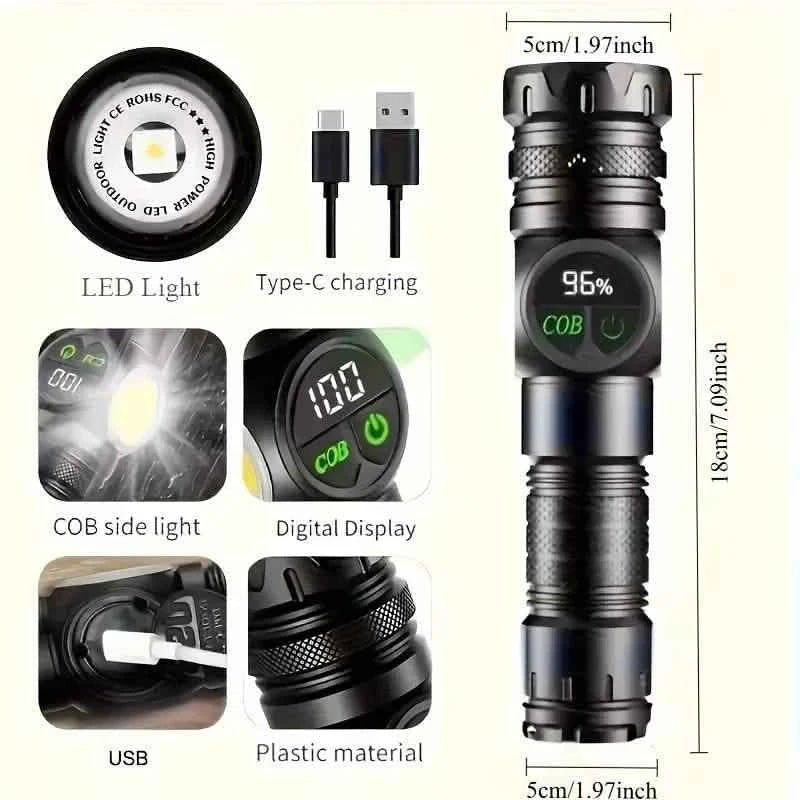 Rechargeable LED Flashlight with 5 Modes & Magnetic Base – Gift Box - Cartsfy Inc.