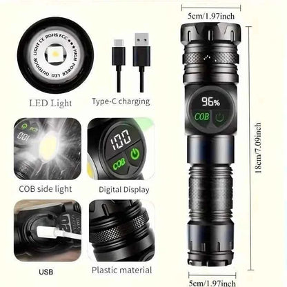 Rechargeable LED Flashlight with 5 Modes & Magnetic Base – Gift Box - Cartsfy Inc.