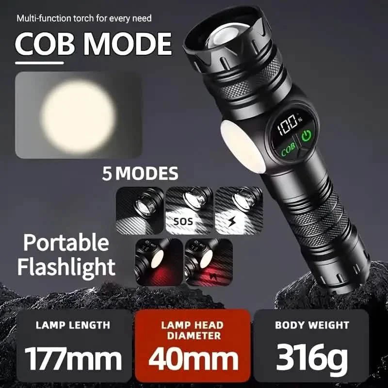 Rechargeable LED Flashlight with 5 Modes & Magnetic Base – Gift Box - Cartsfy Inc.