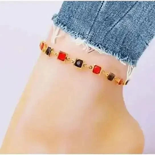 Red And Crystal Square Ankle Bracelet DailySale Default Title Default Title-