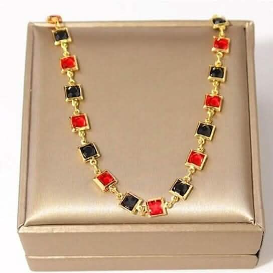 Red And Crystal Square Ankle Bracelet - Cartsfy Inc.
