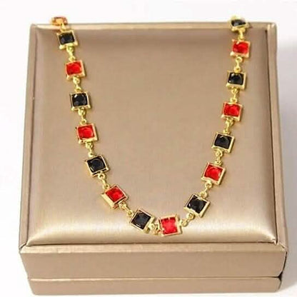 Red And Crystal Square Ankle Bracelet - Cartsfy Inc.