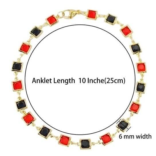 Red And Crystal Square Ankle Bracelet - Cartsfy Inc.
