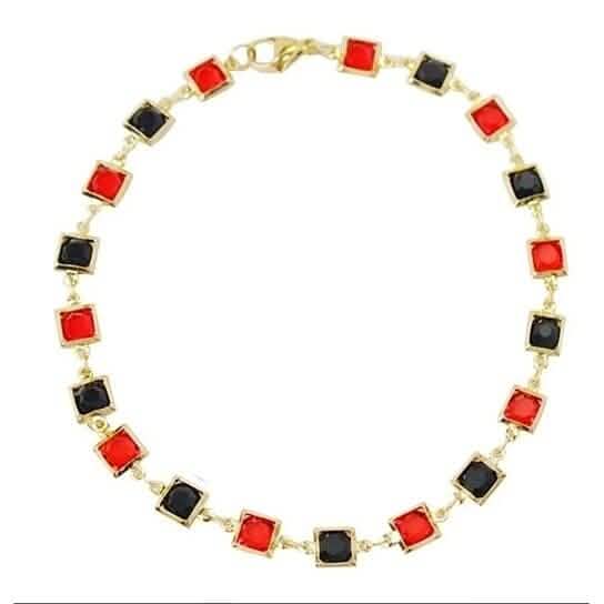 Red And Crystal Square Ankle Bracelet - Cartsfy Inc.