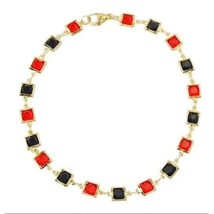 Red And Crystal Square Ankle Bracelet - Cartsfy Inc.