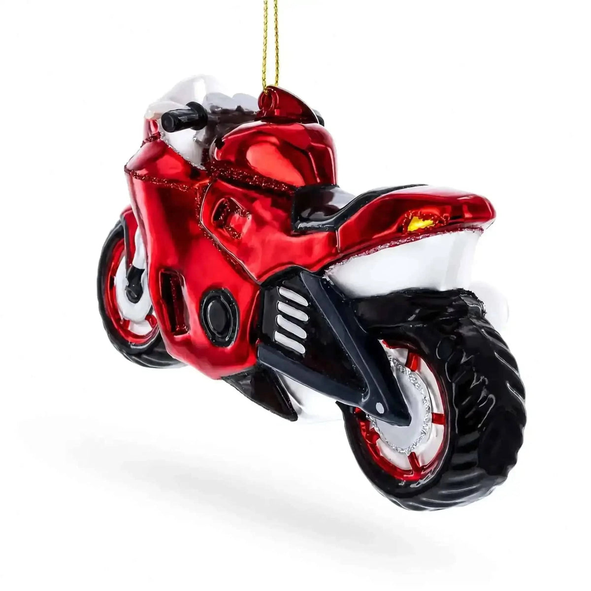 Red Racing Motorcycle Glass Christmas Ornament Cartsfy Inc.