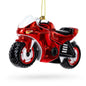 Red Racing Motorcycle Glass Christmas Ornament Cartsfy Inc.