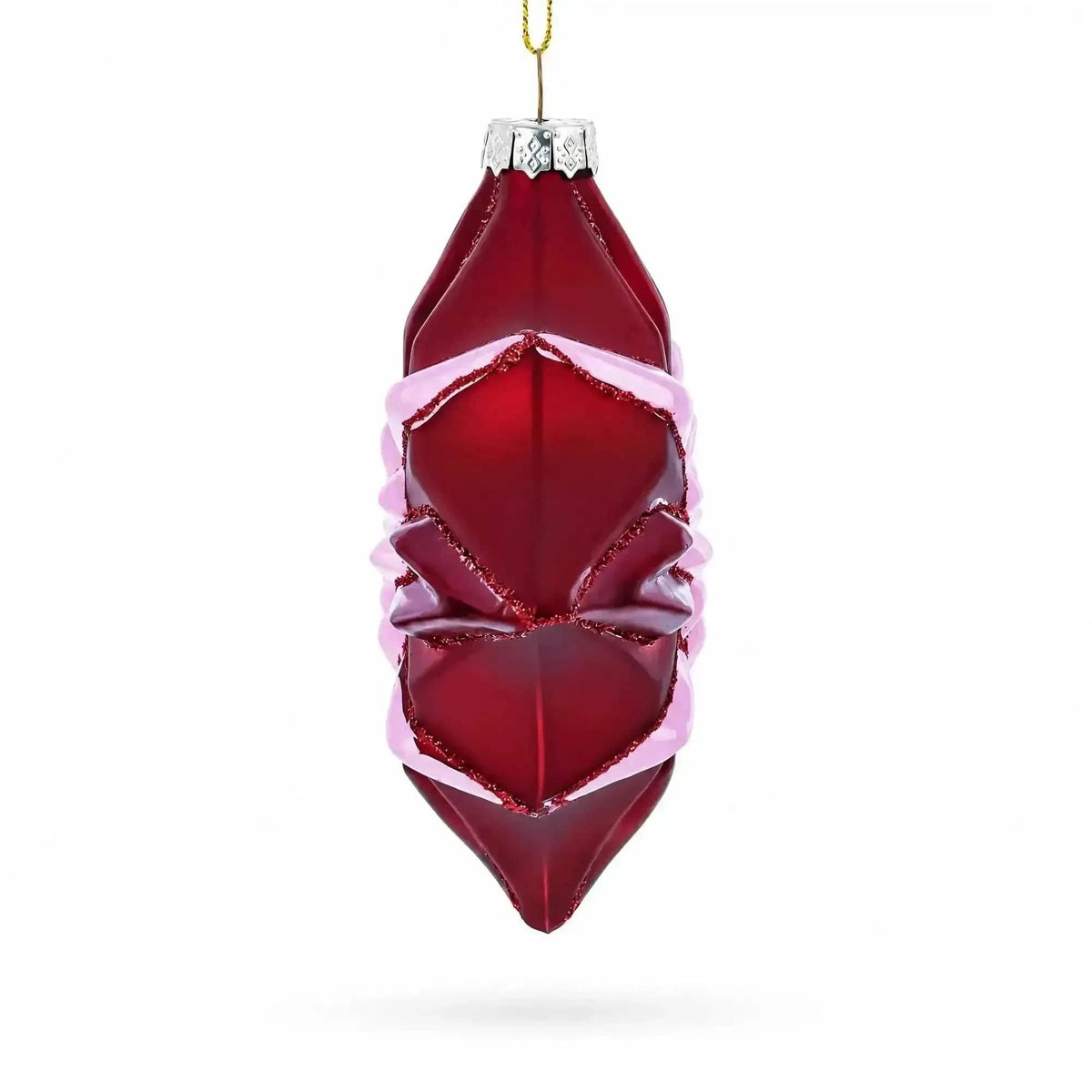 Red Starburst with Beaded Hanger Accent Glass Christmas Ornament Cartsfy Inc.