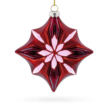 Red Starburst with Beaded Hanger Accent Glass Christmas Ornament Cartsfy Inc.