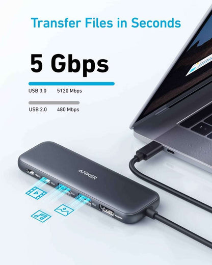 Refurbished Anker <b>332</b> USB-C Hub (5-in-1) Anker Black Misty Blue Black-Misty Blue-