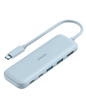 Refurbished Anker 332 USB-C hub (5-in-1), Misty Blue with USB and HDMI ports