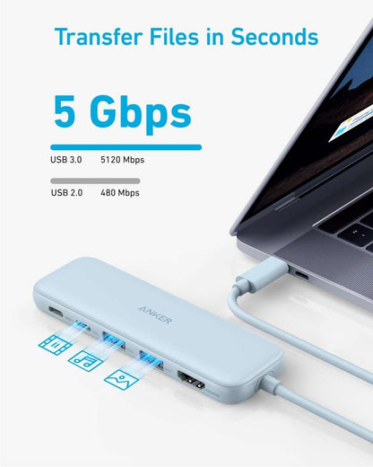 Refurbished Anker <b>332</b> USB-C Hub (5-in-1) Anker Black Misty Blue Black-Misty Blue-