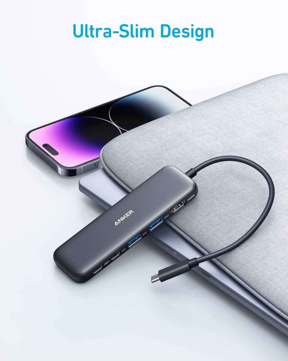 Refurbished Anker <b>332</b> USB-C Hub (5-in-1) Anker Black Misty Blue Black-Misty Blue-