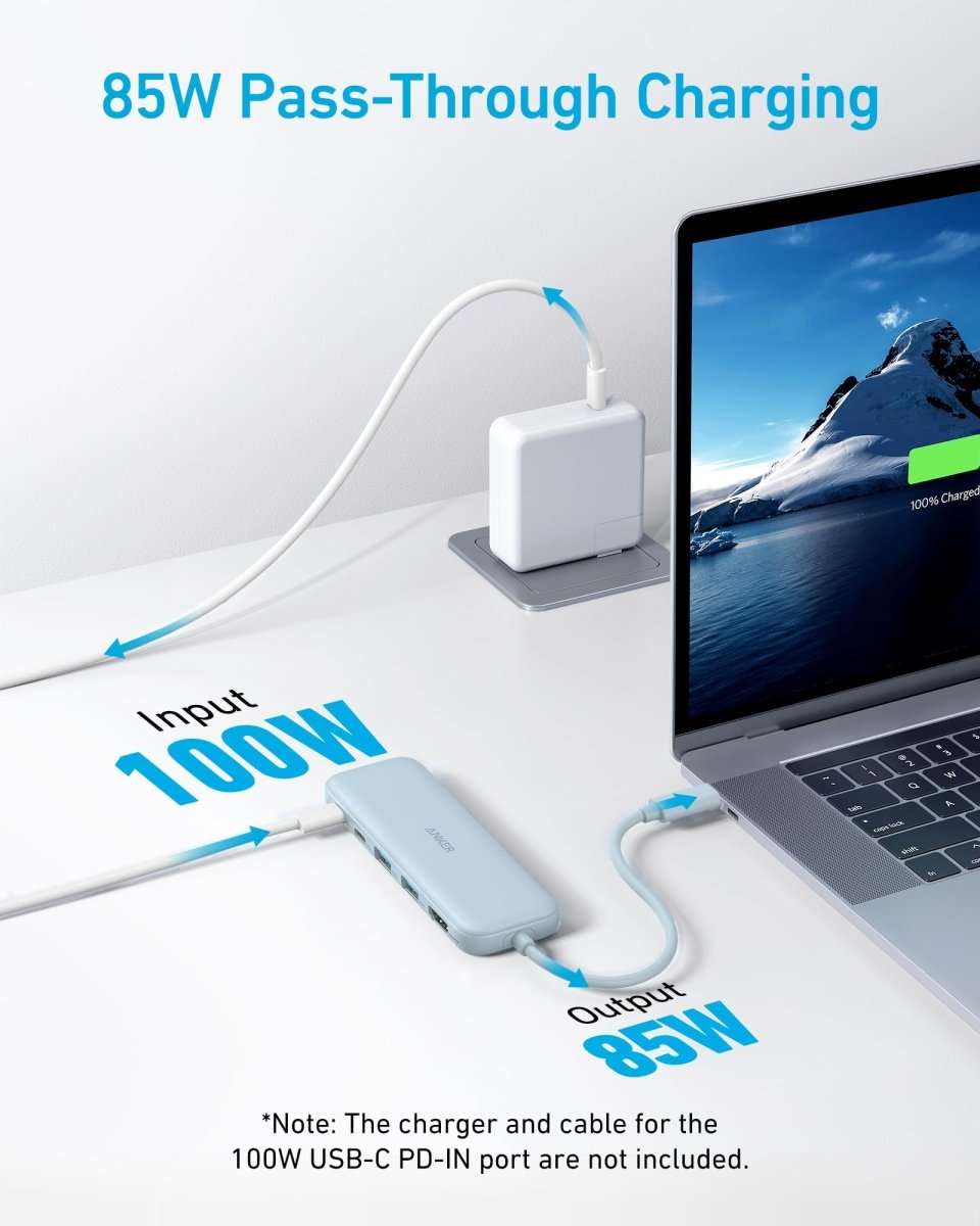 Refurbished Anker <b>332</b> USB-C Hub (5-in-1) Anker Black Misty Blue Black-Misty Blue-