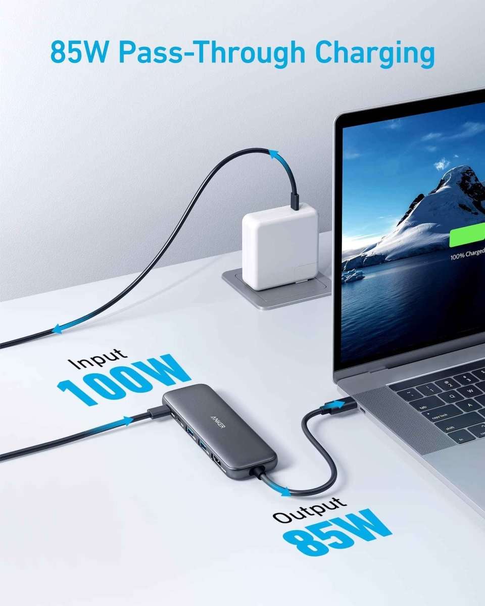 Refurbished Anker <b>332</b> USB-C Hub (5-in-1) Anker Black Misty Blue Black-Misty Blue-