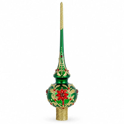 Regal Emerald & Red Glass Christmas Tree Topper 11 Inches Cartsfy Inc.