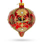 Regal Red & Gold Scrollwork Jeweled Onion-Shape Finial Glass Christmas Ornament Cartsfy Inc.