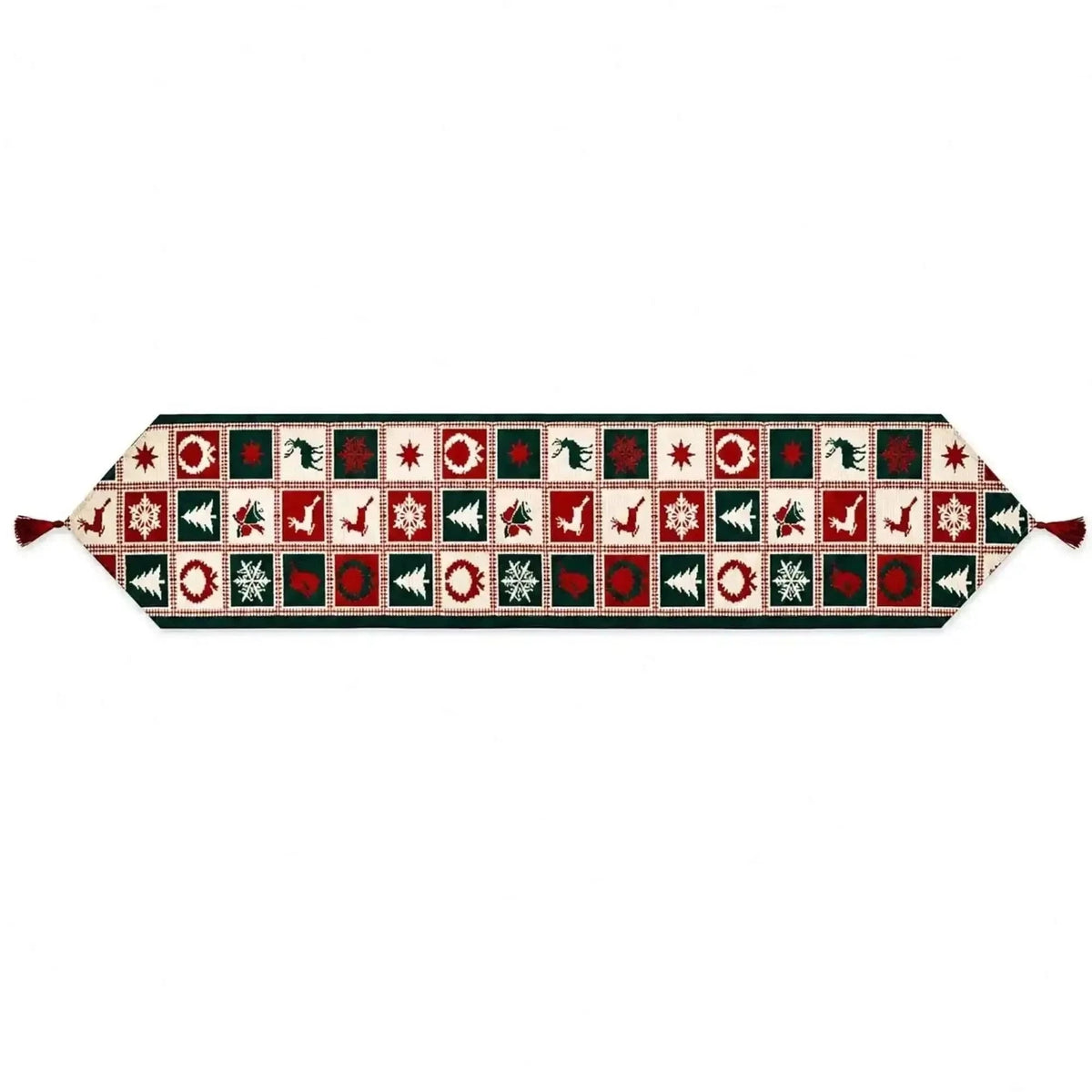 Reindeer Square Patterns Christmas Tablecloth Holiday Runner - 75 Inches Cartsfy Inc.