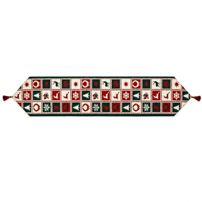 Reindeer Square Patterns Christmas Tablecloth Holiday Runner - 75 Inches Cartsfy Inc.