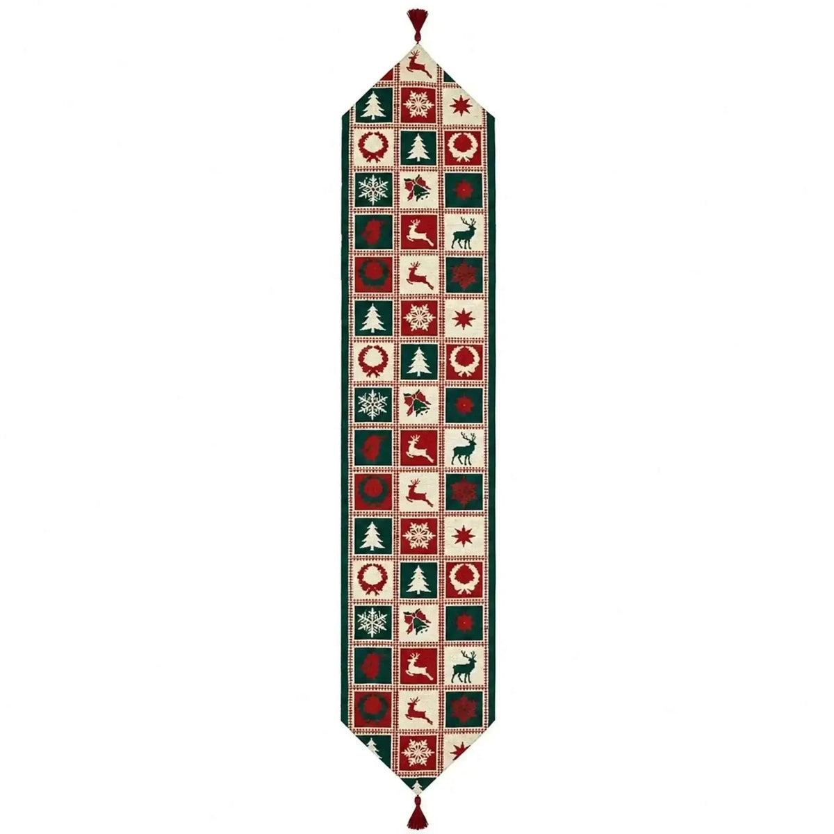 Reindeer Square Patterns Christmas Tablecloth Holiday Runner - 75 Inches Cartsfy Inc.