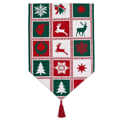 Reindeer Square Patterns Christmas Tablecloth Holiday Runner - 75 Inches Cartsfy Inc.