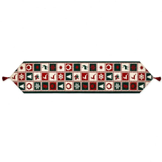 Reindeer Square Patterns Christmas Tablecloth Holiday Runner 75 Inches Cartsfy Inc.